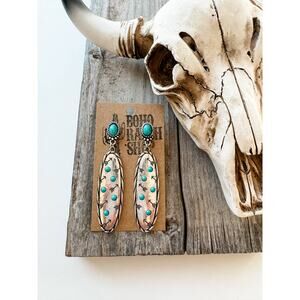 Western Stamped Stone Earrings Silver Arrows